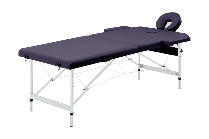 Hopfällbar massagebänk 2 sektioner aluminium mörklila - Lila - Massagebord