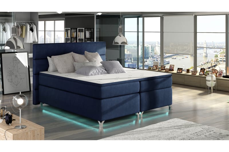 Ramsäng Lolloz 180x200 cm - Blå - Kontinentalsäng - Dubbelsäng - Komplett sängpaket