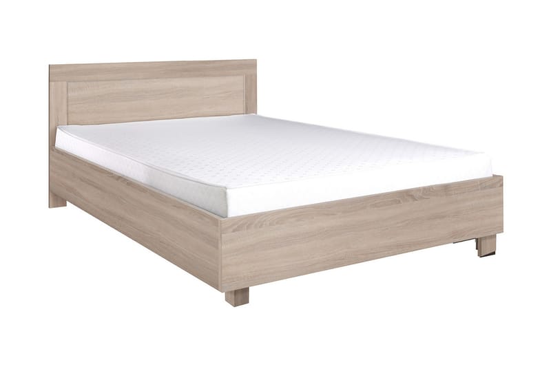 Säng & madrass Cezar 206x146x83 cm - Beige/Vit - Ramsäng - Komplett sängpaket