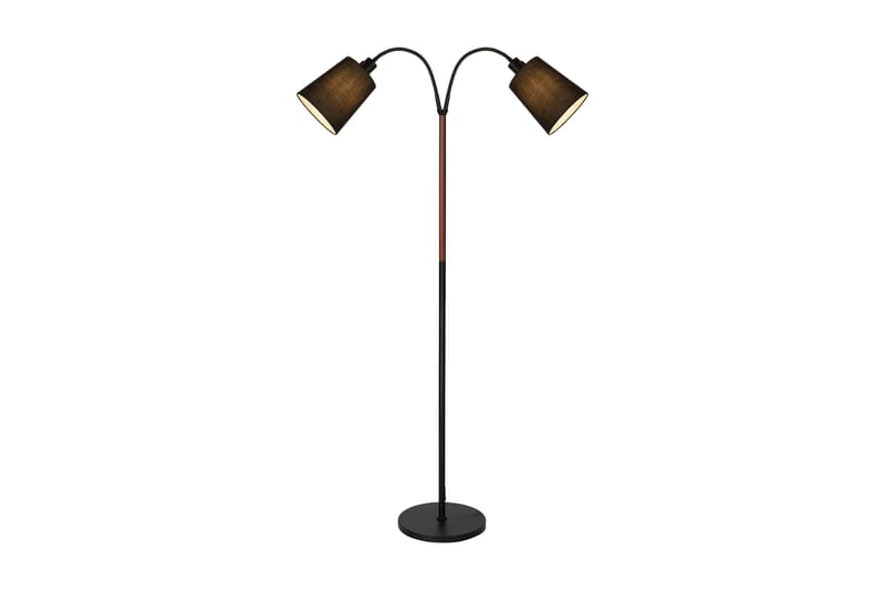 LJUSDAL golvlampa 2-arm, svart/valnöt - Aneta Lighting - Golvlampa - Hall lampa - Tvåarmad golvlampa