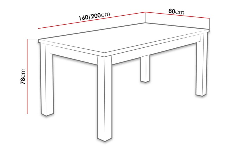 Förlängningsbart Matbord Tabell 160x80x78 cm - Trä|Natur - Matbord & köksbord