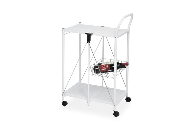 Rullbord Lively 58 cm Hopfällbart - Vit|Krom - Drinkvagn & barvagn - Rullvagn, rullbord & serveringsbord