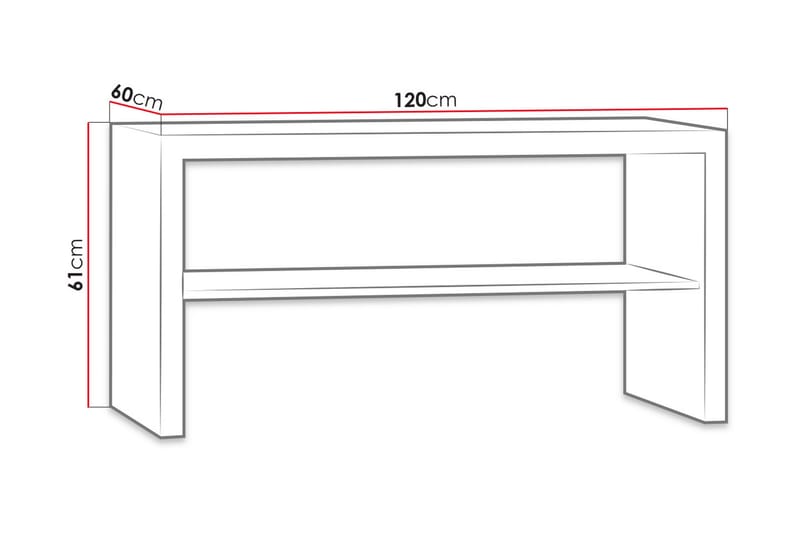 Soffbord Ciborro 120 cm med Förvaring Hyllor - Beige/Grå - Soffbord