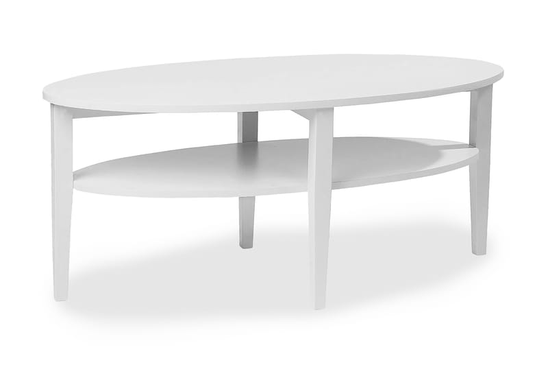 Soffbord Svedjan 120 cm Ovalt med Förvaring Hylla Vit - Vit - Soffbord med förvaring - Soffbord