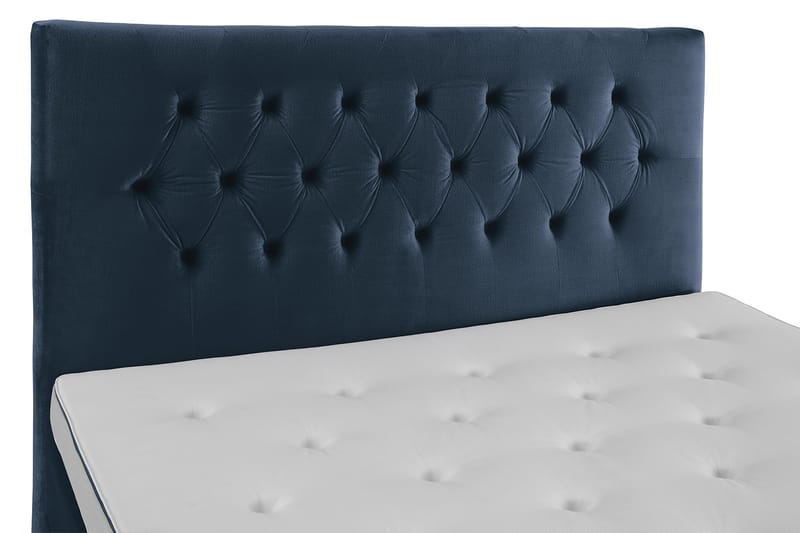 Komplett Sängpaket Torsö 180x200 - Mörkblå Sammet|Låga Guldben - Kontinentalsäng - Dubbelsäng - Komplett sängpaket