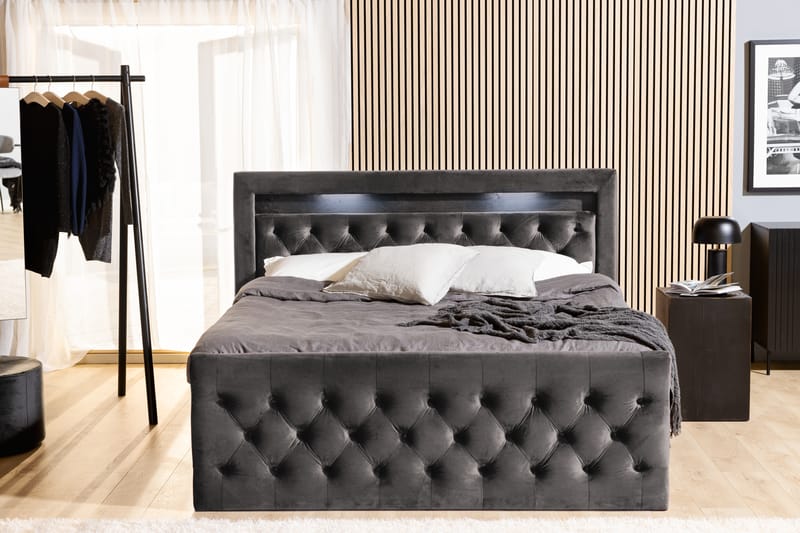 Altaneira Sängpaket 160x200 med Lådförvaring - Mörkgrå - Säng med förvaring - Komplett sängpaket