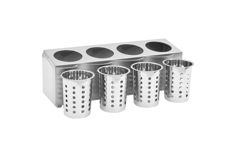 Bestickhållare 4 behållare rektangulär rostfritt stål - Silver - Besticklåda & bestickförvaring - Bestickställ